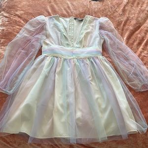 Flowy and girlie chiffon rainbow dress